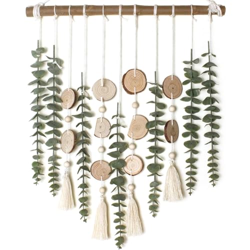 Badezimmer-Dekoration, künstliche Pflanze, Wandbehang, Deko, Quasten, grüne Blätter, Pflanze, Holz, Stäbchen, Pflanze von Klaisy