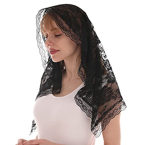 Klaisy Mantilla-Spitzenschleier, weich und bequem, 2 Farben, Schwarz und Weiß, spanische Rose, Spitzenschleier für Kopfbedeckung, D-Form, Mantilla, katholisch Klaisy Mantilla-Spitzenschleier, weich und bequem, 2 Farben, Schwarz und Weiß, spanische Rose, Spitzenschleier für Kopfbedeckung, D-Form, Mantilla, katholisch von Klaisy