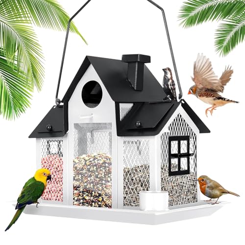 Vogelfutterstation zum Aufhängen, wetterfest, Metallbau, Haus für Vogelfutter, einfache Beobachtungsstation, Finken von Klaisy