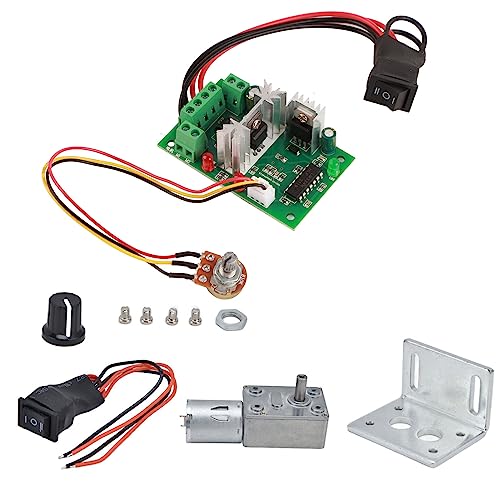 KLANATA 12V DC -Reduktionsradmotor mit Speed Controller - Selbstverriegelungsmotor mit hohem Drehmoment, 6 -mm -D -Welle, CW/CCW -Rotation, PWM -Steuerungskit für DIY -Projekte (12V30 U/min) von Klanata