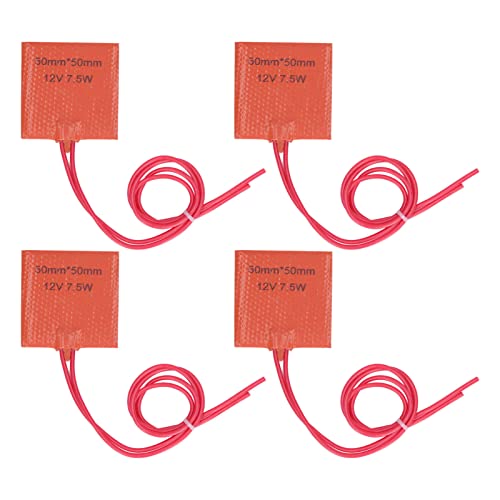 KLANATA 4 PCS Kfz-Silikonheizungskissen für Ölwanne/Batterie-/Motorblock, 2x2in selbst kleber Motorblockheizkissen mit langem Netzkabel, 7,5W 12V von Klanata