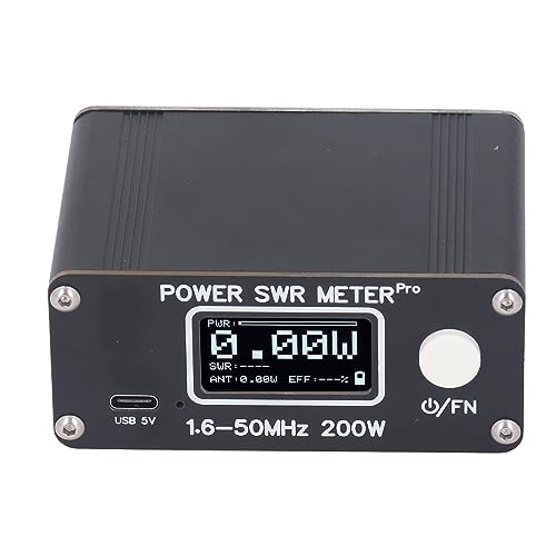 KLANATA SWR Meter 1,6-50 MHz HF PWR Power Tester Tool, 1,29 Zoll Bildschirm 0,5W-200w Alarmfunktion, wiederaufladbare Shortwave-Tester für ShortWave-Radiobenutzer von Klanata