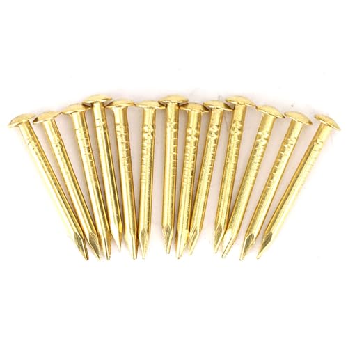 Klanata 100pcs Messing Escutcheon Tacks, Messing Brad Nails Hardware Nagel Sortment Kit Möbel Scharnier Hardware Zubehör Runden Kopf 10mm15mm18mm22mmmm (18 mm lang) von Klanata