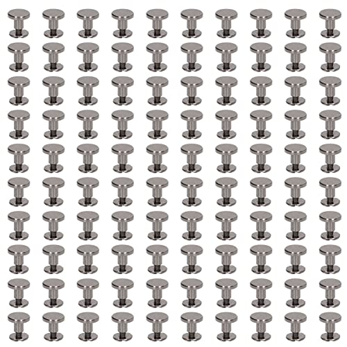 Klanata 100pcs Metall Chicago Schrauben, runde Bindungsschraube Nagelnietnietknopf Taste Schraube, Leder -DIY -Nieten, Befestigungselemente für Lederhandwerk DIY -Projekte, (9x6,5 mm Silbergrau) von Klanata