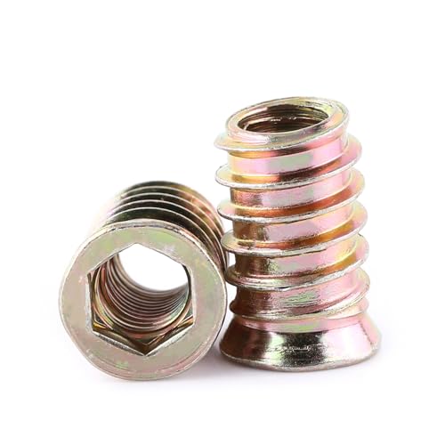 Klanata 20pcs Gewinde Einsatzmuttern Werkzeug Kit M6m8m10 Zinkpolierter Kohlenstoffstahl Sechskantmöbelmuttern für Holzmöbel (M10*25 mm) von Klanata