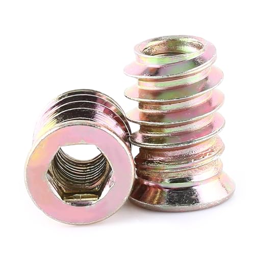 Klanata 20pcs Gewinde Einsatzmuttern Werkzeug Kit M6m8m10 Zinkpolierter Kohlenstoffstahl Sechskantmöbelmuttern für Holzmöbel (M6*17mm) von Klanata