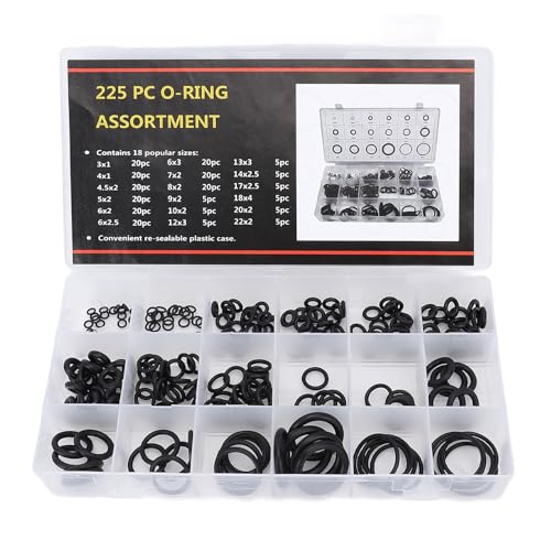 Klanata 225-teiliges O-Ring-Sortiment-Kit, 18 Größen Nitril-Gummi-Dichtungsringe für Automobil-, Sanitär- und mechanische Reparaturen von Klanata