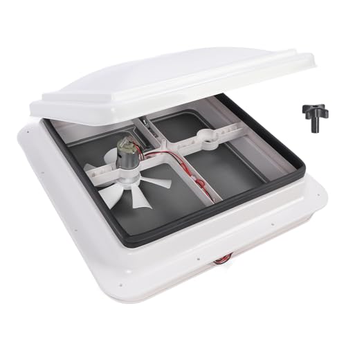 Klanata 340x340mm 12V RV -Dachentlüftungsventilator, einzelne wasserfeste Belüftungslüfter mit Maschenbildschirm für Wohnmobilanhänger von Klanata