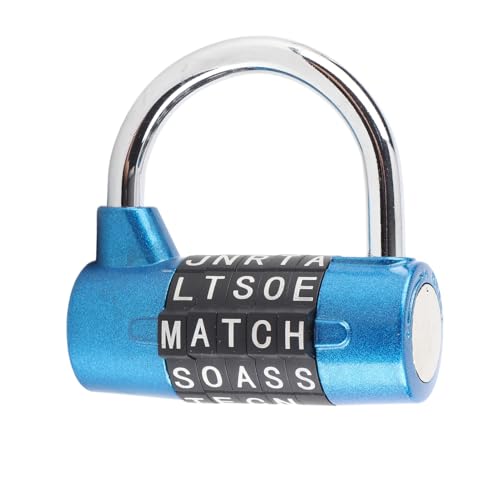 Klanata 5 -Ziffer -Kombination Vorhängeschloss 5 Buchstaben Word -Sperre, Sicherheitskennwortcode -Sperre für School Fitness Locker Toolbox Koffer, 6.5 x 5,7 x 4 cm (Blau) von Klanata