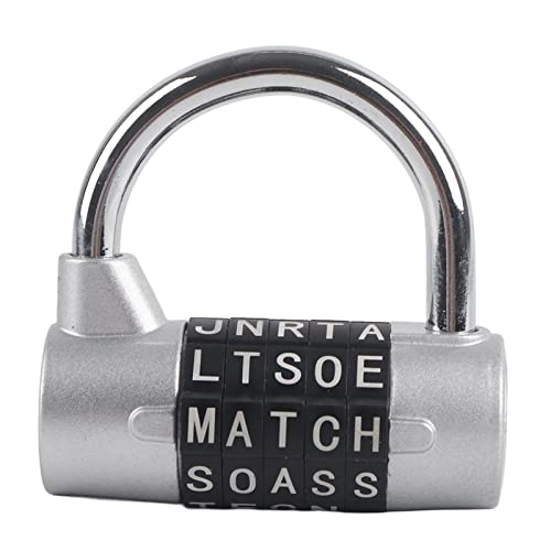 Klanata 5 -Ziffer -Kombination Vorhängeschloss 5 Buchstaben Word -Sperre, Sicherheitskennwortcode -Sperre für School Fitness Locker Toolbox Koffer, 6.5 x 5,7 x 4 cm (Silber) von Klanata