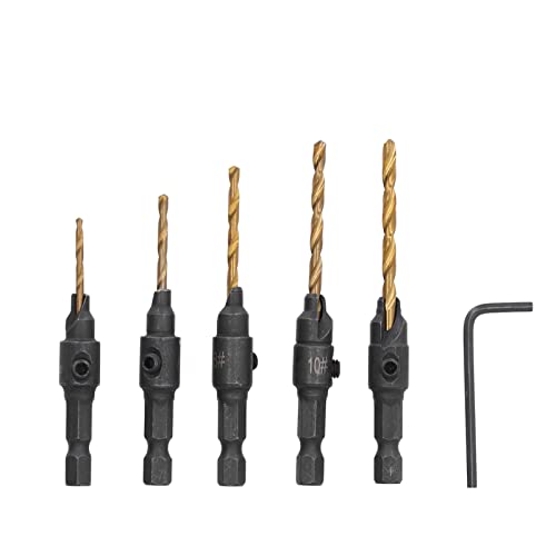 Klanata 5pcs Countersink Drill Bit Set HSS Hochgeschwindigkeit Stahlholz Holz Bohrer Bits Countersink Bits für Holzbearbeitung DIY und professioneller Verwendung Klanata 5pcs Countersink Drill Bit Set HSS Hochgeschwindigkeit Stahlholz Holz Bohrer Bits Countersink Bits für Holzbearbeitung DIY und professioneller Verwendung von Klanata