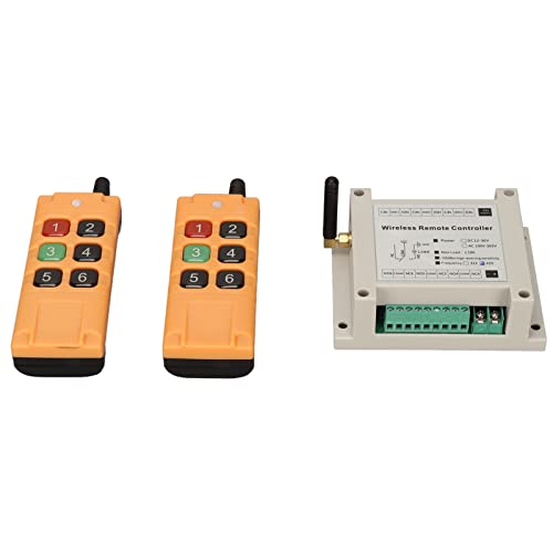 Klanata 6-Kanal-Relaisschalter mit kabelloser Fernbedienung, 433 MHz 12 V DC-Sender und -Empfänger, universeller Motor-Licht-Tür-Fenster-Controller von Klanata