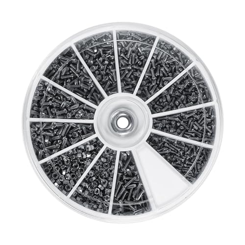 Klanata 600-teiliges Schrauben- und Muttern-Sortiment aus Edelstahl, Muttern- und Bolzen-Sortiment M1 M1.2 M1.4 M1.6 für Uhren und Brillen von Klanata