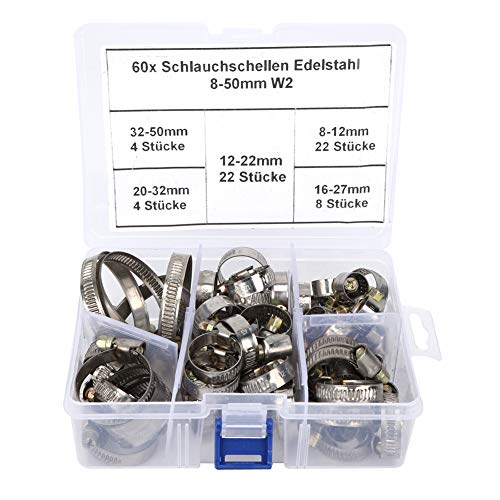 Klanata 60pcs Schlauchklemme Feder -Clip -Befestigungselemente Deutsch Typ 812mm1222mm1627mm2032mm3250m von Klanata