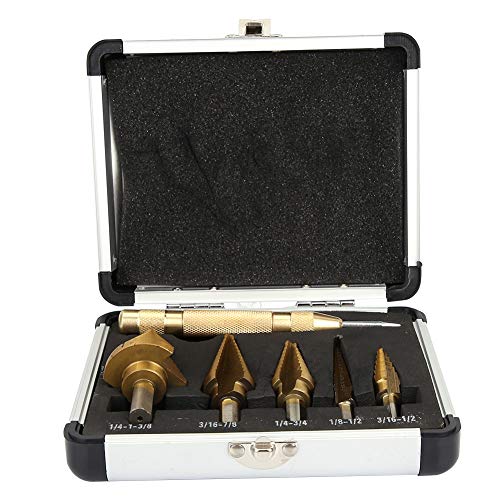 Klanata 6pcs Plattierschritt Bohrer Bit Set - 1 Box -Mittelkegel Bohrer Bit -Loch -Cutter für Holz, Edelstahl, Blech Klanata 6pcs Plattierschritt Bohrer Bit Set - 1 Box -Mittelkegel Bohrer Bit -Loch -Cutter für Holz, Edelstahl, Blech von Klanata