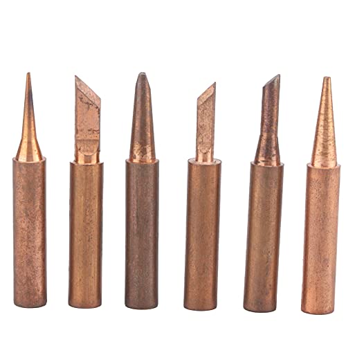 Klanata 6pcs reines Kupferlöttipps für 936 Löteisengriffe Spirited Messer Horseshoe Flache Spitzen schnell erhitzen nicht magnetisch für Lautsprecher Schweißschweißen Lötkolben von Klanata
