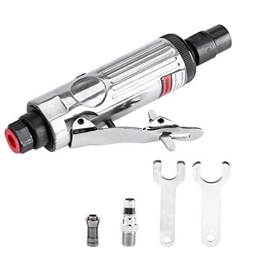 Klanata Air Die Mühle, 1/4 Zoll 23000 U/min Hochgeschwindigkeits -Schneidwerkzeug, pneumatischer Winkelmühle zum Schleifenreinigen, Glassteinarbeiten, Profi und DIY -Gebrauch (Silber) von Klanata