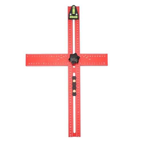 Klanata Aluminium legierung Einstellbare T Square 24 Zoll Bohr position ierungs Lineal, Holz bearbeitungs loch Bohr schablone 45 ° & 90 ° Punch Locator Bohr führung für Holz von Klanata