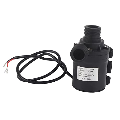 Klanata DC 24 V Solarwasserzirkulationspumpe, tauchbarer bürstenloser Motor, 800 l 5 m Kopf Bauch Kunststoff, ruhiger industrieller Schwarz von Klanata