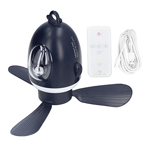 Klanata Deckenventilator mit leichten modernen Flugzeugen kleiner Deckenventilator, USB -Ladegeräusche für Schlafzimmer Wohnzimmer im Freien Camping Schlafsaal Blau (Blau) von Klanata