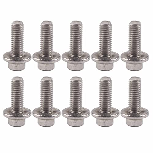 Klanata Flansch Bolt, 10pcs M6 Flanschschrauben, Edelstahl SS304 Hex Cap Waschschraube Fastener für Kommunikationsgeräte Schiff, Körper Piercing -Stecker (M6*20) von Klanata