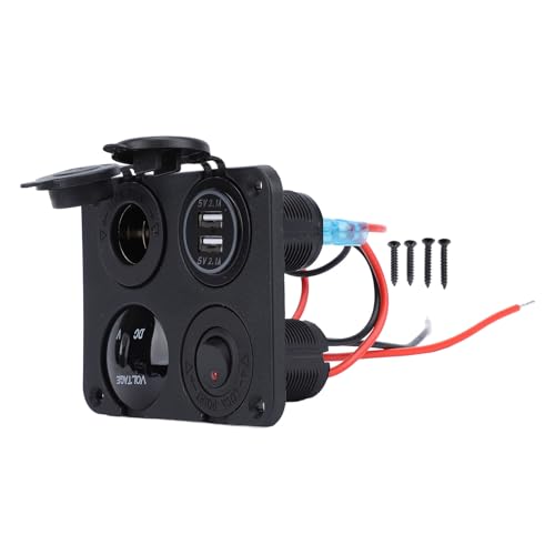Klanata Ladegerät Socket Panel DC 12‑24V Dual 4,2A USB -Steckdose mit LED -Voltmeter Zigarre Leichtere Steckdose für Auto -Marine -Boots -Wohnmobil -LKW (Rotlicht) von Klanata