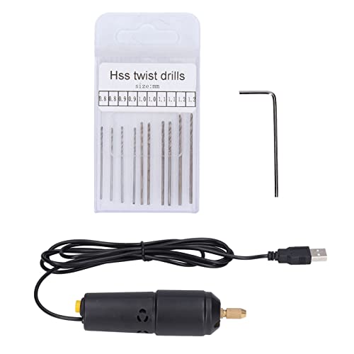 Klanata Mini-USB-Bohrer-Set mit 10 Bohrern, tragbarer Handbohrer zum Bohren von Schmuck aus Kunstharz, für Heimwerkerarbeiten und Hobbybastler von Klanata
