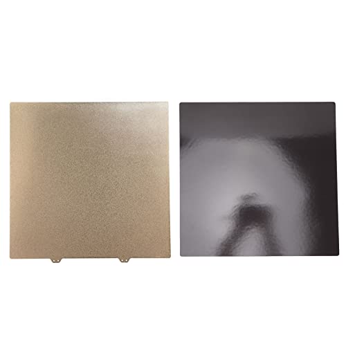 Klanata PEI-Blatt-377x370mm PEI-Stahlplatte und flexibles abnehmbares PEI-Bett-doppelseitige Textur-Pulver beschichtung Build-3D-Druckerzubehör für Ender 5 Plus (Stahlplatte mit Magnetaufkleber) von Klanata
