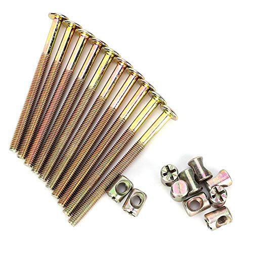 Klanata Set Teile Lauf Bolzenmuttern Kreuz Dübel 10 Pack M6 x 100 mm Ersatzanschluss für Möbelbettenbetten Stuhl Krippe (150 mm) von Klanata