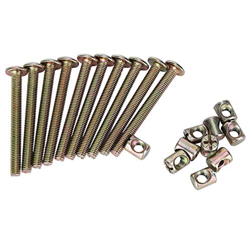 Klanata Set Teile Lauf Bolzenmuttern Kreuz Dübel 10 Pack M6 x 100 mm Ersatzanschluss für Möbelbettenbetten Stuhl Krippe (40 mm) von Klanata