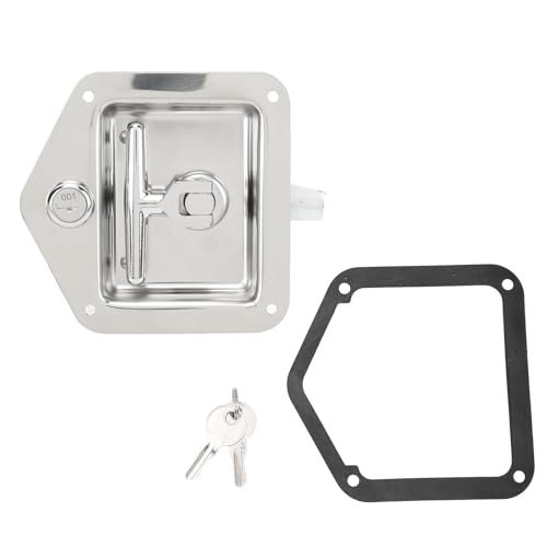 Klanata T-Griff Werkzeug kasten Verriegelung schloss mit Schlüssel, 4,9x4,7 in Edelstahl RV & Truck Werkzeug kasten Griff mit Dichtung für Wohnwagen von Klanata