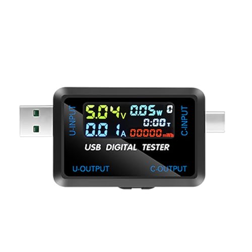 Klanata USB Tester LCD Digital Multimeter Spannungsstrommesser für USB- und Typ -C -Geräte, Testspannung und Strom für digitale Geräte (Multicolor) von Klanata