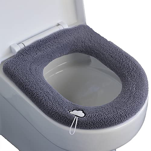 Klanata Weiche Toilettensitzkissen mit gepolsterten Toilettensitzabdeckpolstern für alle ovalen Toilettensitze komfortable Badezimmerzubehör für Zuhause und Büro (Dunkelgrau) von Klanata