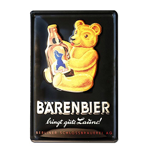 Logoshirt®️ Bärenbier Blechschild I Metall-Schild mit klassischem Retro-Motiv in 3D I 20x30cm großes Bärenbier Retro-Schild I langlebiger Druck & lizenziertes Originaldesign von KlangundKleid.de