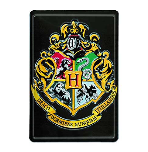 Logoshirt® Harry Potter Blechschild I Metall-Schild mit klassischem Retro-Motiv in 3D I 20x30cm Hogwarts-Logo Retro-Schild I langlebiger Druck & Lizenziertes Originaldesign von Logoshirt