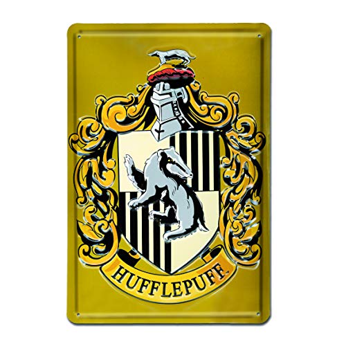 Logoshirt® Harry Potter Blechschild I Metall-Schild mit klassischem Retro-Motiv in 3D I 20x30cm Hufflepuff-Logo Retro-Schild I langlebiger Druck & lizenziertes Originaldesign von Logoshirt