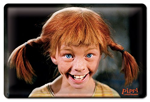 Logoshirt® Pippi Langstrumpf Blechschild I Metall-Schild mit klassischem Retro-Motiv in 3D I 30x20cm PIPI lacht Retro-Schild I langlebiger Druck & Lizenziertes Originaldesign von Logoshirt