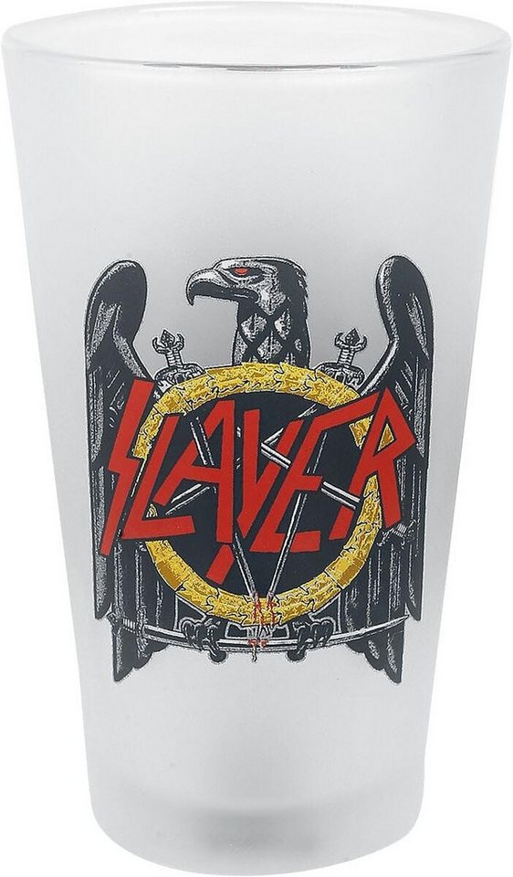 Klangundkleid Bierglas Slayer Eagle Logo Unisex Bierglas, Nicht spülmaschinen geeignet von Klangundkleid