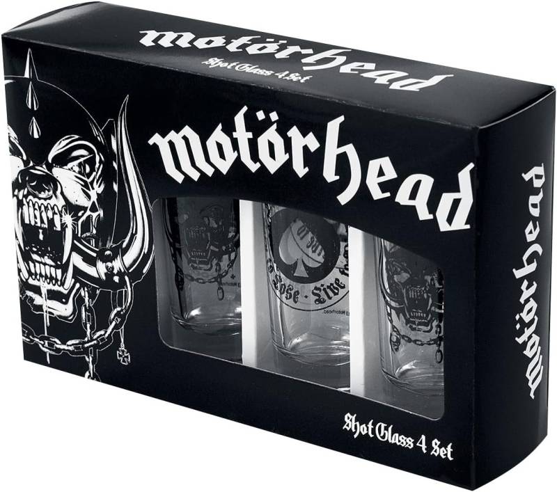 Klangundkleid Schnapsglas Motörhead 4 SCHNAPSGLÄSER BORN TO LOSE/LIVE TO WIN, offiziel lizensiert Klangundkleid Schnapsglas Motörhead 4 SCHNAPSGLÄSER BORN TO LOSE/LIVE TO WIN, offiziel lizensiert von Klangundkleid