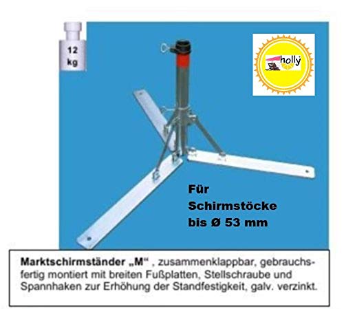 Sonnenschirmständer - aus 4 mm Ø DEUTSCHEM STAHL - DER STABIELO ® - KLAPPBARE SCHIRM - METALLSTÄNDER für SCHIRMSTÖCKE BIS Ø 53 mm - SONNENSCHIRMSTÄNDER - SCHIRMHALTER - MADE in GERMANY - M 53 - mit breiten Fußplatten HOLLY PRODUKTE STABIELO ® - PRODUKTE MADE in BADEN WÜRTTEMBERG - von Klappständer M 55