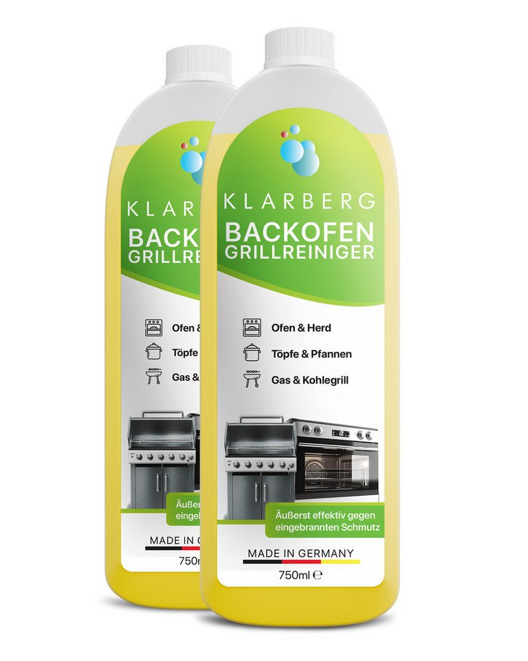 Klarberg Backofen- & Grillreiniger extra stark – für Ofen, Grill, Gasgrill Backofenreiniger (Spar-Set, [- geruchsneutral, extra stark, umweltfreundlich) von Klarberg