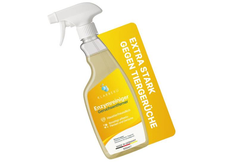 Klarberg Geruchsentferner Enzymreiniger Spray –entfernt Tierurin & Gerüche von Teppich & Polster, Unparfümiert, effektiv, ohne Duftstoffe, Made in DE, neutralisiert von Klarberg