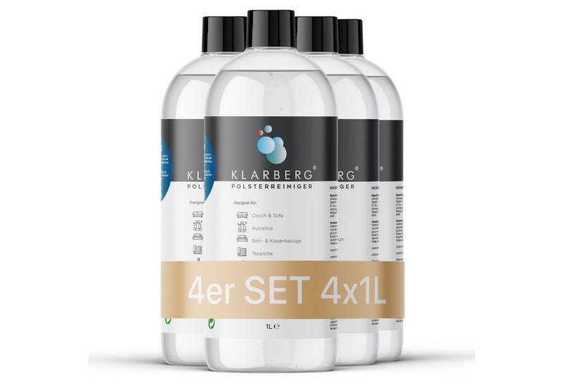 Klarberg Waschsauger Polsterreiniger Konzentrat Polsterreiniger (Spar-Set, [- 4 Flaschen Polsterreiniger für Sofa, Teppich, Autositze, Textilreiniger uvm) von Klarberg