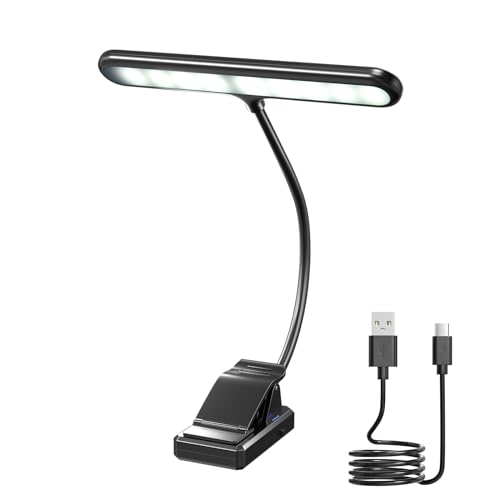 Klarlight 27 LED Notenpultleuchte,Notenlampe Klemmbar,4 Farbtemperatur 3 Stufen Dimmbar Lampe für Notenständer,Notenständer Licht USB Wiederaufladbar,Buch Leselampe zum Anklemmen für Klavier Noten von Klarlight