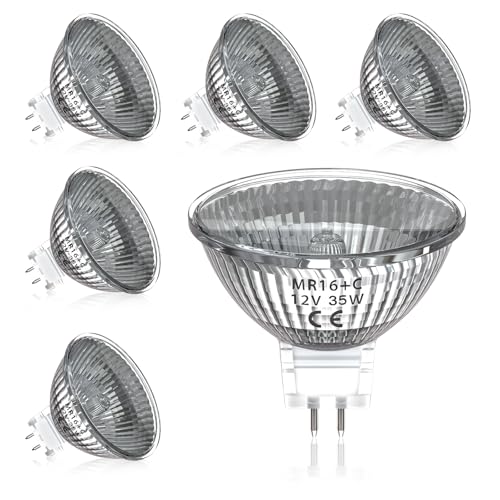 Klarlight 35W MR16 GU5.3 Halogenlampen Dimmbar, DC12V Halogenstrahler 2800K Warmweiß, GU5.3 Bi-Pin Base 550 Lumen Halogen Leuchtmittel für Einbau Schienenbeleuchtung, 6 Stück von Klarlight