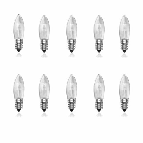 Klarlight E10 Schwibbogen 23V 3W Kerzen Glühbirne Warmweiss 2800K Dimmbar Riffelkerze Spitzkerzen Ersatzlampen, Schwibbogen Kerzenlampe für Lichterkette Christbaumbeleuchtung(10 Stück) von Klarlight