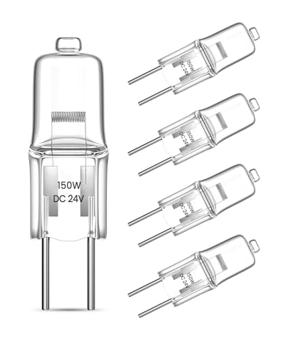 Klarlight G6.35 Halogenbirnen 150W, 24V Niedervoltlampe, Warmweiß 3000K Halogen leuchtmittel, GY6.35 Klare Kapsel 2-Pin Lampe Birne für Diaprojektor, Stiftsockellampe, 5 Stück von Klarlight