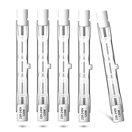Klarlight Halogenstab 78mm 120W R7s Halogenlampen Warmweiß 2800K Dimmbar 230V T3 J78 Linear Halogen Flutlicht Birne 1885LM für Arbeitssicherheit Landschaftsleuchten Stehlampen (5 Stück) von Klarlight