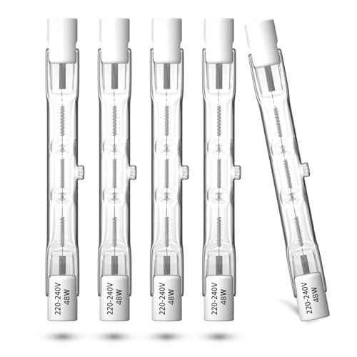 Klarlight Halogenstab 78mm 48W R7s Halogenlampen Warmweiß 2700K Dimmbar 230V T3 J78 Linear Halogen Flutlicht Birne 750LM für Arbeitssicherheit Landschaftsleuchten Stehlampen (5 Stück) von Klarlight