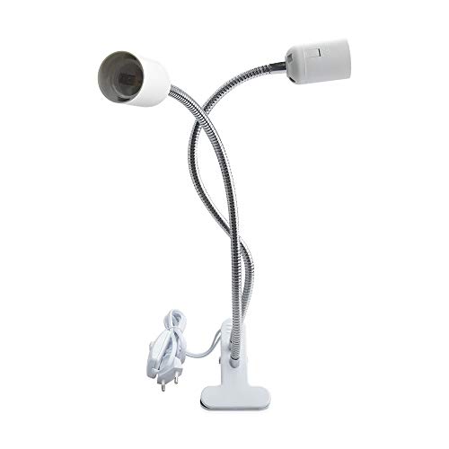 Klarlight Lampenfassung E27 mit Kabel und Schalter EU Plug, Edison-Schraube Klemmleuchte Tischlampe Klipp Lampensockel, Schwanenhals 360 Grad Flexiblem, für Nachtlesen, Pflanzenwachstum von Klarlight